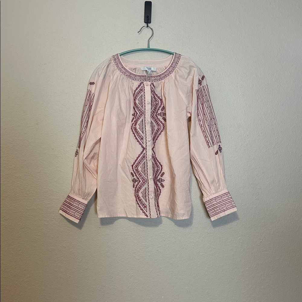Hoss intropia embellished beaded button down Shirt‎ Size 2